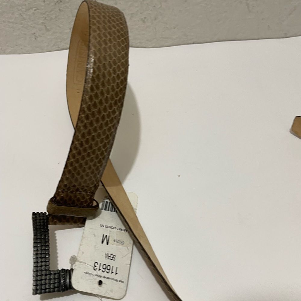 New Carlisle belt snake skin beige leather buckle jeweled